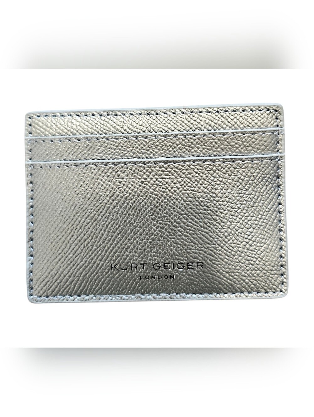 Kurt Geiger Metallic Pewter Richmond Card Holder, New